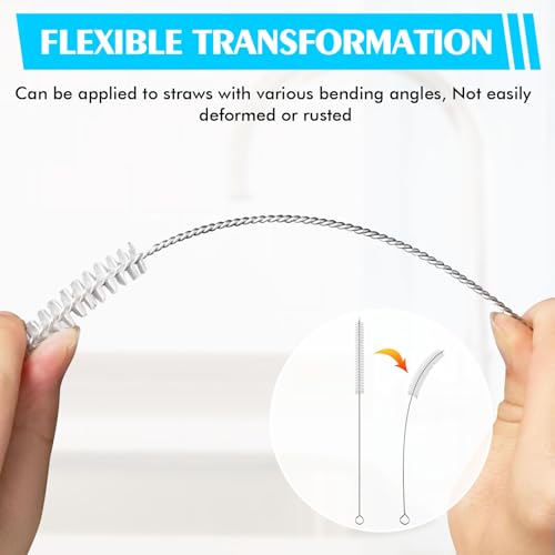 Image of Straw Cleaner Brush for Stanley Extra Long 12 in, 10PCS Wide 10mm Diam Straw Brushes for 40 /30 /20 oz Stanley Mug, Extra Long Straws Cleaning Brush for Tubes, Water Cup