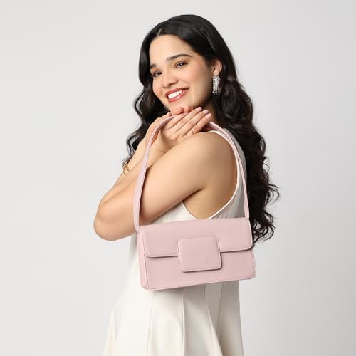 Image of Fastrack Solid Shoulder Bag For Women | Faux-Leather Bag with Silver Hardware | Stylish Shoulder Bag For Daily & Casual Use