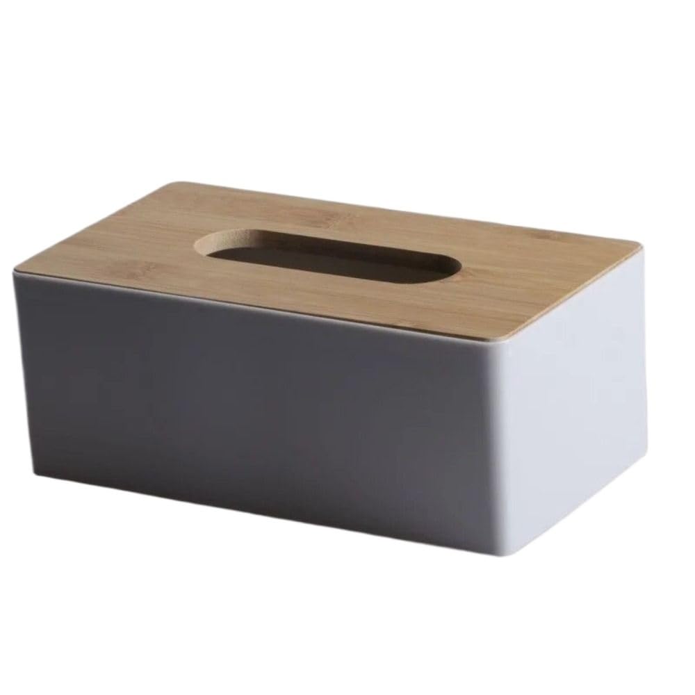 Aimanqi White Tissue Box Napkin Holder Paper Container Cover Solid Wood Hotel Storage Box Home Table Decoration(White)