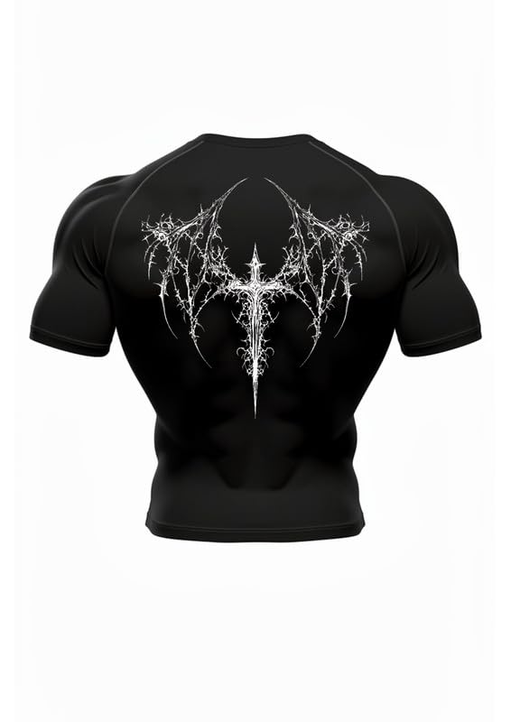 Mens Gym Compression T-Shirt | Polyester Half Sleeve Sports Wear and Rash Guard for Training Workout and Athletic Activewear | Black Polo T-Shirt for Men-picture-26