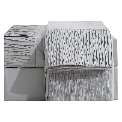 David's Home Twin Sheets Set Grey-1 Flat Sheet, 1 Fitted Sheet with Deep Pocket, 1 Pillow Sham-Twin Size Bed Sheets 3 Pieces-Soft 1800 Bedding Sheets Cover