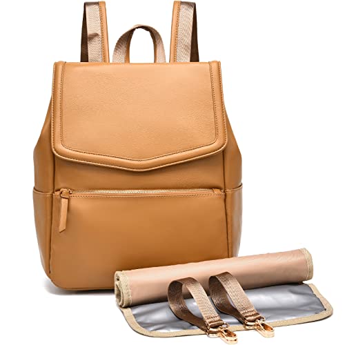 Image of I IHAYNER Diaper Bag Backpack for Women Baby Bag Mother Outdoor Backpack Large Capacity with Wipes Pouch, Breast Pump, Stroller Straps (Brown)