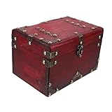 NOLITOY Caja de Almacenamiento de Madera Vintage Multifuncional para Joyas y Baratijas Cofre del Tesoro Pequeño con Diseño Retro para Collares Pulseras y Recuerdos