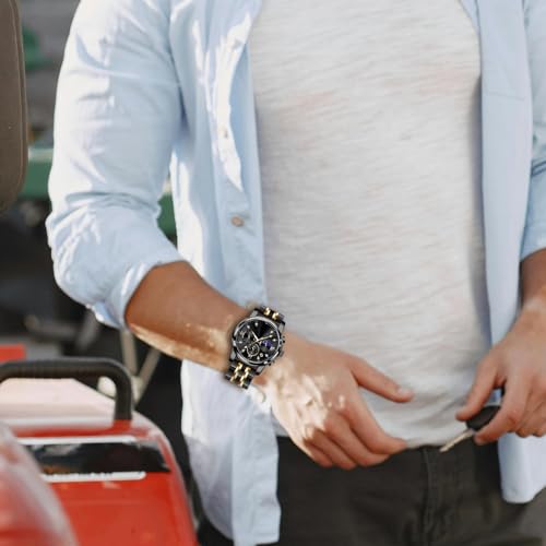 Juntan 7 Beads Quick Release Watch Band, 20mm 22mm Stainless Steel Watch Strap for Men Women, Adjustable Business Metal Watch Bracelet with Butterfly Clasp Multiple Colors - Image 5