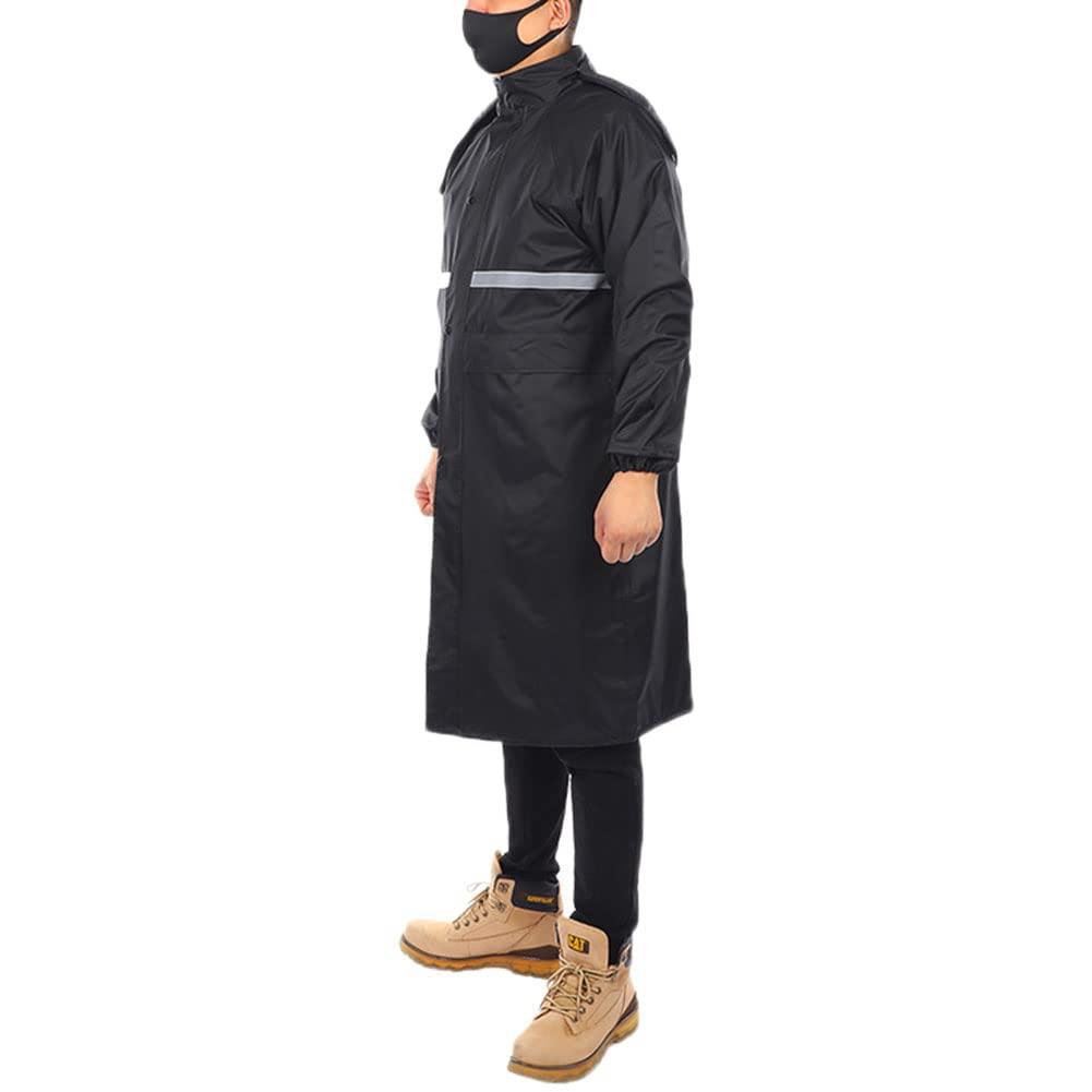 Chubasquero Largo para Hombre Poncho de Lluvia Reutilizable Impermeable con Capucha Chaqueta para la Lluvia Abrigos de Lluvia Reflectantes para Acampar en la Lluvia Senderismo Pesca (Negro M)