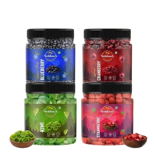 NUT KHANA Dried Berries Combo Pack 200g Each (Pack of 4) | Blueberry, Kiwi, Cranberry & Strawberry | Dried Fruits | Healthy Snack | Rich in Antioxidants & Fiber | No Artificial Colours-image-6