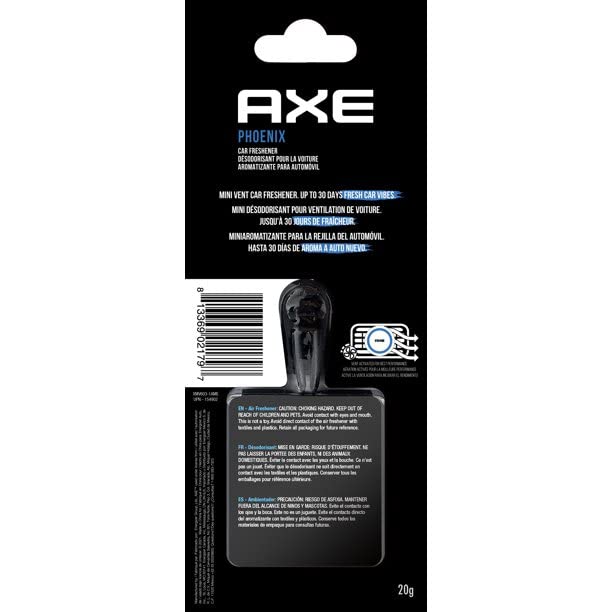Image of AXE Air Freshener Mini Vent Clip, Odor Eliminator, Air Purifier Provides A Long Lasting Scent (0.7 Fl Oz (Pack of 4), Phoenix)