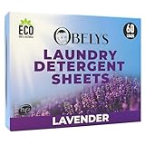 Obelys Laundry Detergent Sheets - Pre-Cut Lavender Scented Sheets for Freshness - 100% Natural Plant-Based Formula - Eco Friendly, Lightweight, Travel Ready - Up to 60 Loads in Compact Packaging