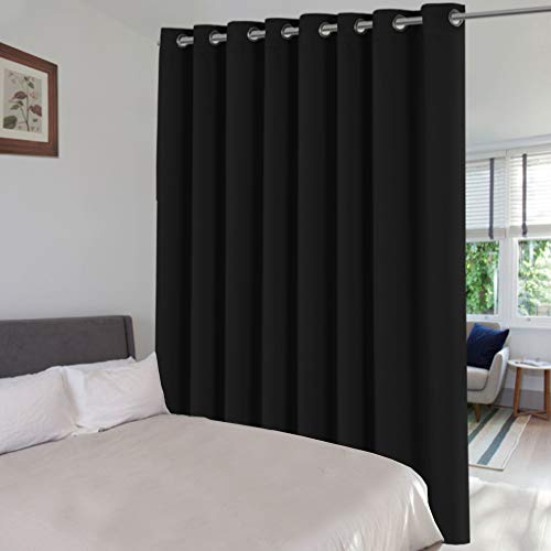 Turquoize Blackout Curtains Extra Wide Sliding Door Curtains For Living Room 84 Inches Thermal Insulated Patio Door Curtain Panel Grommet Window Treatment Curtain, 1 Panel(100Wx84L Inches, Black) #TOP1