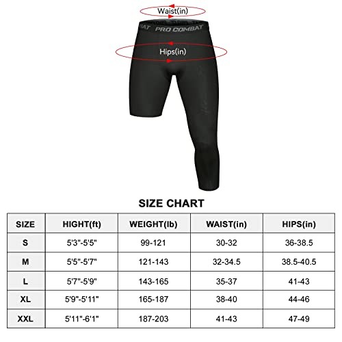 3 Pack Men's Compression Pants Single Leg 3/4 Basketball Tights Leggings Athletic Running Tights One Leg Base Layer Underwear Black S #TOP6