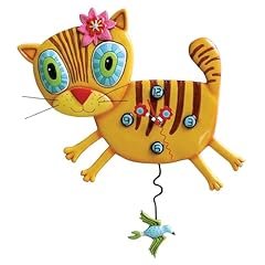 Enesco Allen Designs Kimi the Kitty with Flowers Sculpted Pendulum Wall Clock, 11 . 5 Inch, Orange photo Enesco Allen Designs Kimi the Kitty with Flowers Sculpted Pendulum Wall Clock, 11 . 5 Inch, Orange