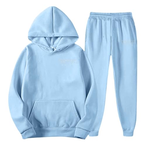 Sweat à capuche homme ensemble de jogging athlétique bleu clair en XXL - 2