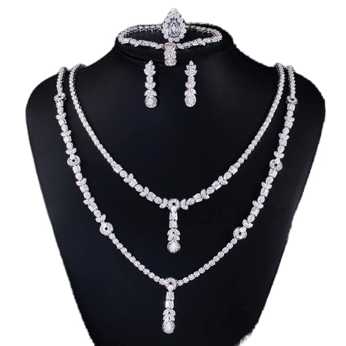 Bijoux de mariage en zircon cubique : ensemble 4 pièces chic pour célébrer votre union