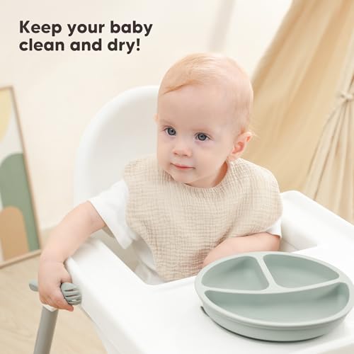 Image of Bearmoss Baby Bibs for Drooling & Teething 8 Pack Muslin Cotton Soft Absorbent Adjustable Unisex Bibs Boys Girls 0-36 Months
