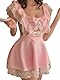 MIZSPISE Dienstmädchen Kostüm Reizwäsche Sexy Rosa Cosplay Anime Maid Kleid Lingerie Set Naughty Negligee Frauen Party Festival Halloween French Outfit Rollenspiel Rave Paare Valentinstag