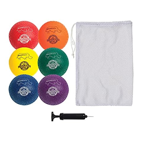 Champion Sports RSPGSET Playground Ball Set, Six Large 8.5 Inch Rhino Skin Soft Inflatable Balls Cover