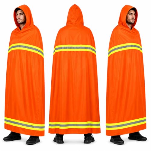 Image of Fireproof Blanket Fire Cloak | Hooded Fire Blanket | Emergency Fire Blankets For Full Body | Emergency Fire Escape Hooded Cape with Reflective Strips | Heat Resistant Up to 1100F | 65*61