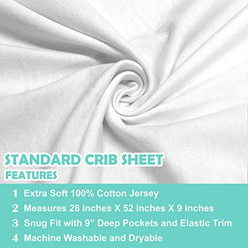 American Baby Company 23550-WT 2 Pack Fitted Crib Sheets 28 Inch X 52", Soft Breathable Neutral 100% Cotton Jersey Sheet, White, For Boys And Girls, Fits Crib And Toddler Bed Mattresses thumb #2