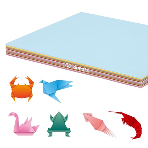 100 hojas de papel de color A4, papel origami, 70 g/m², papel de color origami hecho a mano, papel de colorear para niños, ambos lados, papel plegable de doble cara para proyectos de manualidades