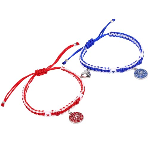 Spider Friendship Matching Bracelets, Adjustable Red and Blue Couple Bracelets for Best Friends Relationship Valentines Birthday Jewelry Gift for Lovers Girls Boys Daughter Son BF GF