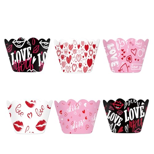 AMISENK Paquete de 6 prácticos envoltorios de papel para cupcakes para hornear fácilmente y decoraciones de fiesta