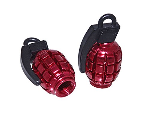 Lowrider Grenade Bike Bicycle Valve Cap Alloy RED. Schrader/Valve Bike Part, Bicycle Part, Bike Accessory, Bicycle Accessory