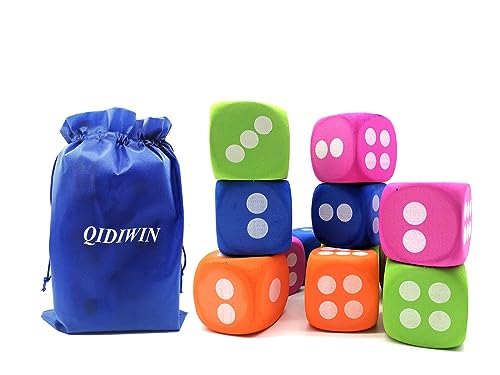 Qidiwin Jumbo EVA Dices Giant Dot EVA Foam Dices for Kids Building Blocks Educational Party Suppliers 4 Color 12PCS