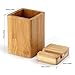 Pen Pencil Holder and Phone Stand, Bamboo Wood Phone Stand,Bamboo Wood Desk Pen Pencil Holder Stand Multi Purpose Use Pencil Cup Pot Desk Organize (Bamboo)