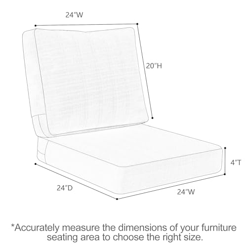 Favoyard FYA41ZD013DG2424 Deep Seat Patio Cushions 24 × 24 Inch Rainproof & Fadeness Furniture Cushion Set thumb #3