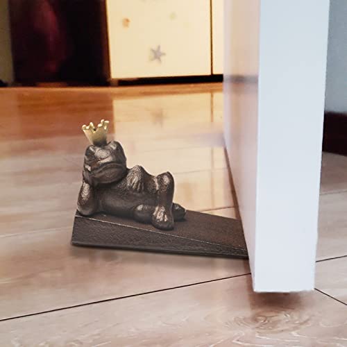 BOOMLATU Cast Iron Frog Lying Door Stopper Decorative,Antique Style Cute Door Stops for Home, Office and Garden Farmhouse (Frog)