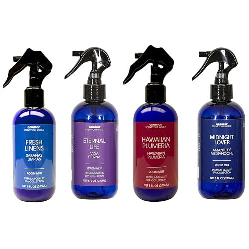 Aromar Fragrance Premium Quality SPA Collection Fresh Linens + Midnight Lover + Hawaiian Plumeria + Eternal Life (Pack of 4) (Assorted 4pk)