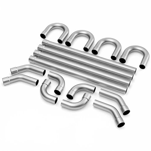 Neoaider Universal 3 Custom Exhaust Kit 18 Gauge Mild Steel DIY Custom Exhaust Tubing Pipe Straight Pipe & Mandrel Bend Pipe Kit 16Pcs