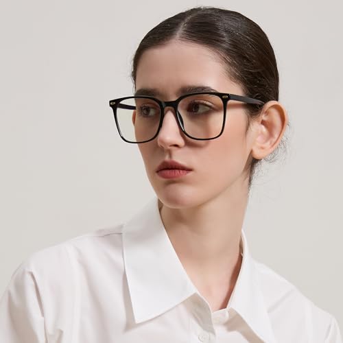 Image of Oversized Square Blue Light Blocking Glasses for Women Men, Anti-Fatigue Computer Monitor Glasses Reduce Eye Strain