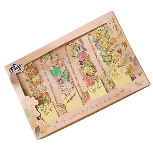 4 個中空花金属しおりチェーンペンダント書籍ページマーカー読書補助本愛好家のためのリーダーライター教師レトロ金属しおり