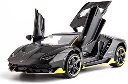 Image of Compatible for 1:32 Lamborghiini LP770 Model Car, Zinc Alloy Pull Back Toy Car with Sound and Light for Kids Boy Girl-Black (Lamborghiini Black)