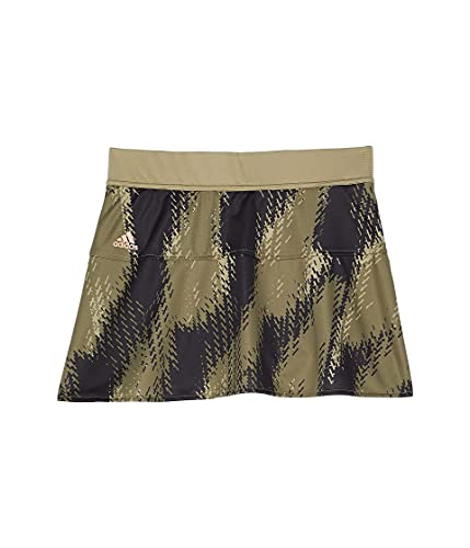 adidas Girl's Tennis Printed Match Skirt (Little Kids/Big Kids) Orbit Green/Black XS (5-6 Little Kids)