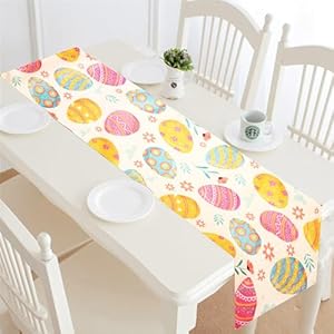 Happy Easter Egg Table Runner Easter Spring Decorations for Table Indoor Home Party Decor 72 Inchs Long Happy Easter Egg Table Runner Easter Spring Decorations for Table Indoor Home Party Decor 72 Inchs Long