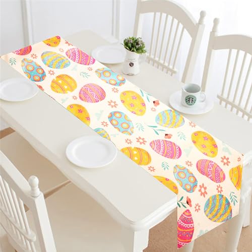 Happy-Easter-Egg-Table-Runner-Easter-Spring-Decorations-for-Table-Indoor-Home-Party-Decor-72-Inchs-Long Happy Easter Egg Table Runner Easter Spring Decorations for Table Indoor Home Party Decor 72 Inchs Long