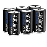 Palowextra Premium Rechargeable C Battery 6 Pack High Capacity 4000mAh 1.2v NiMH Batteries (C Size B