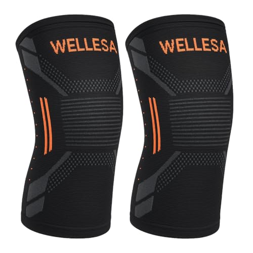 Image of WELLESA Knee Cap for Men & Women | Knee Support for Pain Relief | Knee Brace for Gym, Running, Badminton, Hiking, Basketball | Arthritis, Bursitis, Patellar Support | Size Small | Pack of 2