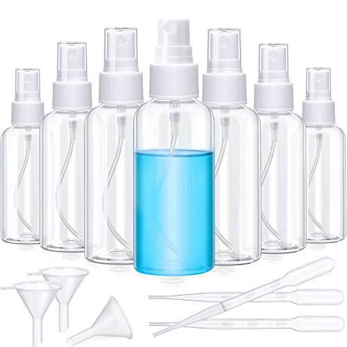 12 Pieces Plastic Clear Spray Bottles Refillable Fine Mist Sprayer Reusable Transparent Empty Travel Bottle Liquid Containers for Essential Oils Perfumes Cosmetic Makeup (2 oz/ 60 ml)