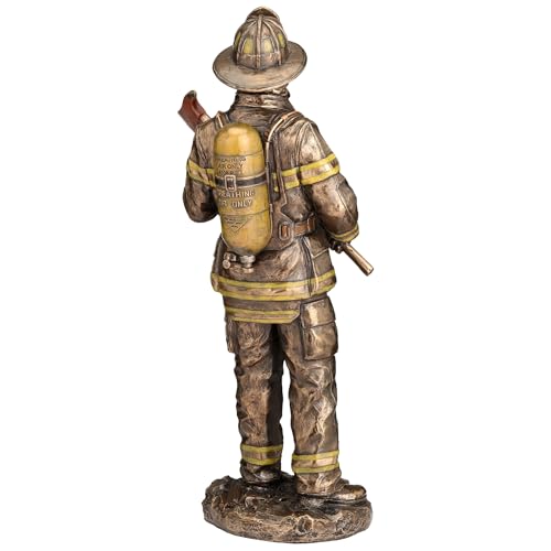 Escultura Resina Bombero 31 cm Acabado Bronce miniatura 6