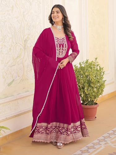 Image of KEDARFAB womens Anarkali Kurta With Dupatta Set