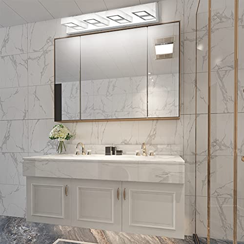 Image of Ralbay Chrome Vanity Lights for Bathroom Adjustable Acrylic Chrome Modern LED Bathroom Vanity Lights Over Mirror (Natural White Light)