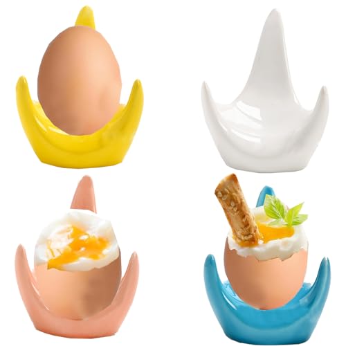 YouXiaor Coquetiers, 4PCS Coquetiers Originaux Coquetier Oeuf Coquetiers en Ceramique Amusants Coquetier Oeuf Tasse à œufs Coquetier Original Coquetier Déjeuner Porte Coquetiers en Coloré Coquetier
