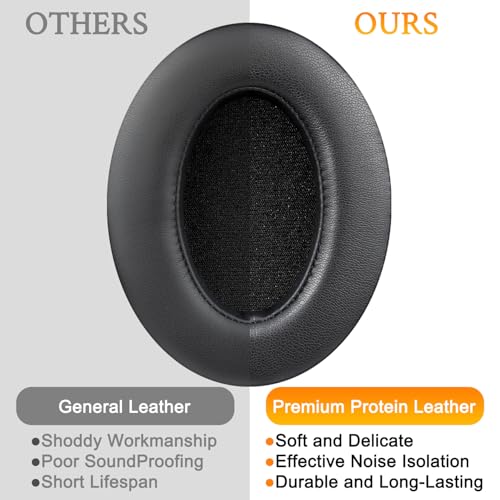 Image of SOULWIT Protein Leather Cushions for Audio-Technica ATH M50X /M40X, HyperX Cloud /Alpha, SteelSeries Arctis, Ear Pads for Sony MDR-1ABT /1RBT /1RNC /7506, Turtle Beach Stealth 420X /600 - Black