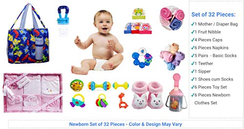 Image of New Born Baby for 0-6 Month Baby (Clothes, Feeding, Bag and Toys) 32 Pieces Pack
