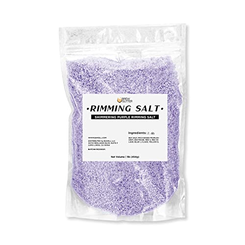 Brew Glitter - Shimmering Purple Rimming Salt (1LB, 1x Resealable Bag) Edible Glitter Blended Cocktail Garnish for Mixed Drinks and Beverages