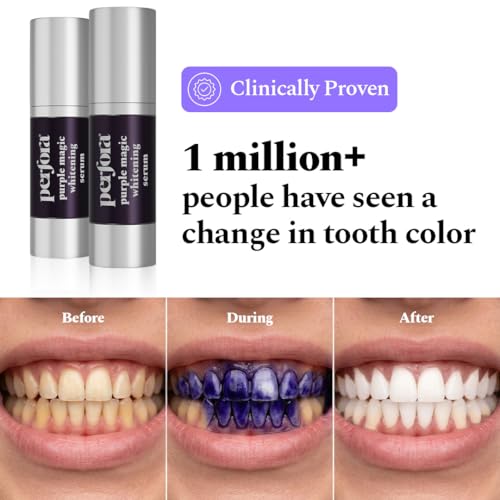 Image of Perfora Purple Magic Whitening Serum, 60ml | Purple Toothpaste For Teeth Whitening | Tooth Stain Removal |Enamel Safe & Effective Teeth Whitener | Apple Peach,Pack Of 2