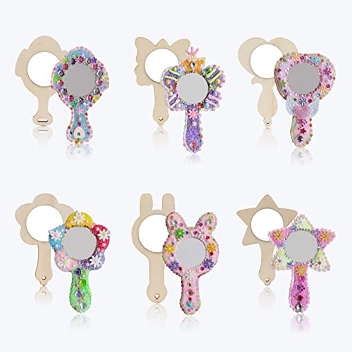 CLDURHGE 20 Pièces Miroir en Bois de Bricolage, Miroir Princesse en Bois, Loisirs Créatifs pour Enfants pour La Peinture à Faire Soi-Même, Les Décorations de Bureau, L'artisanat (Couleur du Bois) Cover